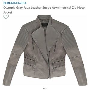 BCBG MAXAZRIA Olympia Gray Faux Leather Suede Coat